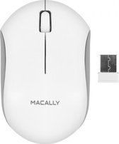 Macally RFQMOUSE Optische draadloze RF-muis met drie knoppen voor Mac en PC - Bevat RF-ontvanger met USB-A-aansluiting en 1 AA batterij - Wit