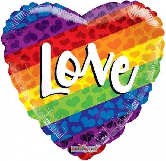Ballon regenboog hart, gaypride, regenboog, valentijn liefde