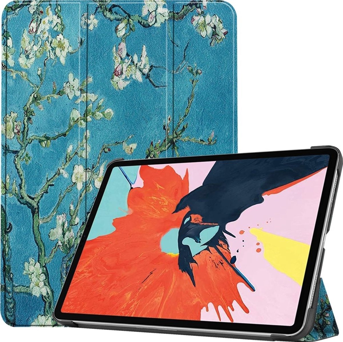 Mobigear Tablethoes geschikt voor Apple iPad Air 4 (2020) Hoes | Mobigear Tri-Fold Bookcase - Amandelbloesem