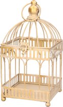 Home decoratie vogelkooi goud 14 x 14 x 29 cm - Vogelkooien/kooitjes - Antiek look