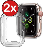 Siliconen Hoes Geschikt voor Apple Watch Series 3 42 mm Hoesje Cover Case - Hoesje Geschikt voor Apple Watch Series 3 42 mm Hoes Siliconen Case - Transparant - 2 PACK