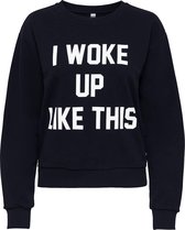 Jacqueline de Yong Trui Jdywoke L/s Print Sweat Jrs 15266405 Sky Captain/i Woke Up Dames Maat - S