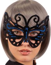 Carnival Toys Verkleedmasker Vlinder Fluweel Zwart/blauw One-size