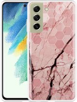 Hoesje Geschikt voor Samsung Galaxy S21 FE Pink Marble