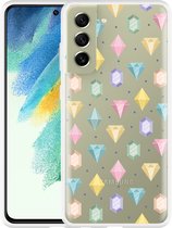 Hoesje Geschikt voor Samsung Galaxy S21 FE Diamonds