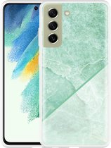Hoesje Geschikt voor Samsung Galaxy S21 FE Green Marble