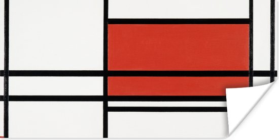 Poster Compositie met rood en wit - Piet Mondriaan - 80x40 cm