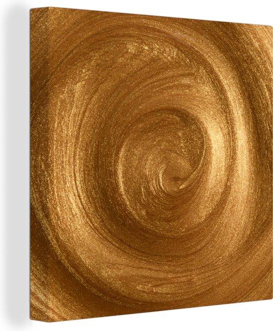 Canvas Schilderij Een vortex in goudkleurige verf - 20x20 cm - Wanddecoratie