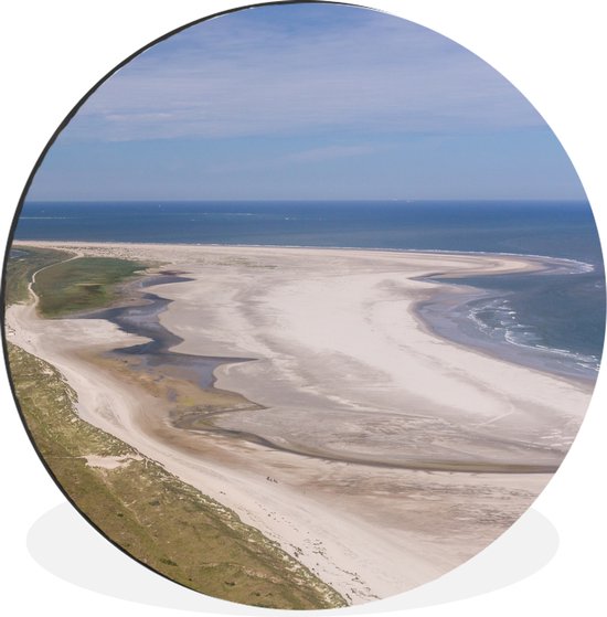 WallCircle - Wandcirkel - Muurcirkel - Ameland en de Waddenzee van bovenaf - Aluminium - Dibond - ⌀ 140 cm - Binnen en Buiten