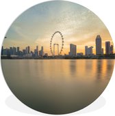 WallCircle - Wandcirkel ⌀ 60 - Skyline Singapore - Ronde schilderijen woonkamer - Wandbord rond - Muurdecoratie cirkel - Kamer decoratie binnen - Wanddecoratie muurcirkel - Woonaccessoires