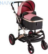 Naivy® Luxe Kinderwagen || Multifunctionele Kinderwagen || Kwalitatieve Buggy || Opklapbare Kinderwagen || Roze