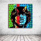 Pop Art Angus Young Poster in lijst - 90 x 90 cm en 2 cm dik - Fotopapier Mat 180 gr Framed - Popart Wanddecoratie inclusief lijst