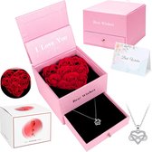 Eeuwige Roos Geschenkdoos, Becoyou Rozen geschenkdoos, rozenbox met halsketting en Wenskaart, Valentijnsdag geschenken voor vrouwen, moeder, verjaardag, echtgenote, origineel cadea