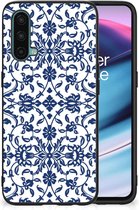 Trendy Telefoonhoesjes OnePlus Nord CE 5G GSM Hoesje met Zwarte rand Flower Blue