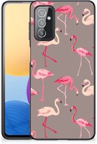 Smartphone Hoesje Geschikt voor Samsung Galaxy M52 Cover Case met Zwarte rand Flamingo