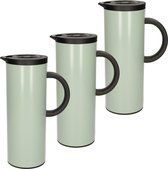 3x stuks koffiekan / thermoskan met binnenwand groen 1 liter  - theekannen - isoleerkannen