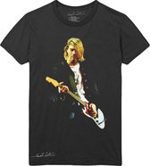 Kurt Cobain Heren Tshirt -2XL- Guitar Photo Colour Zwart