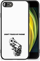Back Cover Siliconen Hoesje iPhone 7/8/SE 2020/2022 Telefoonhoesje met Zwarte rand Gun Don't Touch My Phone