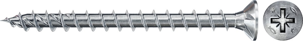 Fischer 670089 spaanplaatschroef Power-Fast II 3,5 x 30 PZ2 - verzonken kop - voldraad - blauw verzinkt (200st)