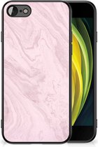 Leuk Hoesje iPhone 7/8/SE 2020/2022 Smartphone Hoesje met Zwarte rand Marble Pink