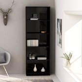 Decoways - Boekenkast 5 schappen 60x24x175 cm spaanplaat hoogglans zwart