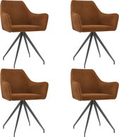 Decoways - Eetkamerstoelen 4 stuks fluweel bruin