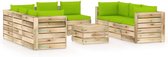 Decoways - 9-delige Loungeset met kussens groen geïmpregneerd hout