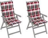 Decoways - Tuinstoelen 2 stuks verstelbaar met kussens massief acaciahout