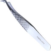 MEDLUXY Pro - Wimperpincet - 12.5 cm - Gehoekt - Diamant (Eyelash Tweezer - RVS Pincet voor Wimperextions - Nepwimpers)