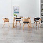 Decoways - Eetkamerstoelen 4 stuks gebogen hout en kunstleer zwart