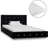 Decoways - Bed met matras fluweel zwart 90x200 cm