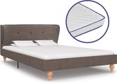 Decoways - Bed met traagschuim matras stof taupe 120x200 cm