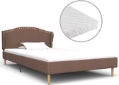 Decoways - Bed met matras stof bruin 90x200 cm