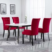 Decoways - Eetkamerstoel met armleuningen 4 st fluweel rood