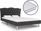 Decoways - Bed met traagschuim matras stof donkergrijs 140x200 cm