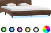 Decoways - Bedframe met LED stof bruin 160x200 cm