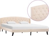 Decoways - Bedframe stof crème 160x200 cm