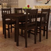 Decoways - Eettafel met 4 stoelen hout bruin