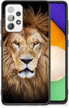 Hippe Hoesjes Customize Super als Vaderdag Cadeau Geschikt voor Samsung Galaxy A52 | A52s (5G/4G) Telefoonhoesje met Zwarte rand Leeuw