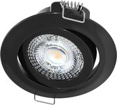 LCB - LED inbouwspot dimbaar zwart - 5W vervangt 45W - 3000K warm wit licht - Zaagmaat 74mm