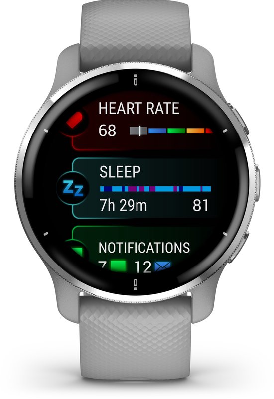 Garmin Venu 2 Plus Health Smartwatch - Amoled touchscreen - spraakbesturing - Powder Gray