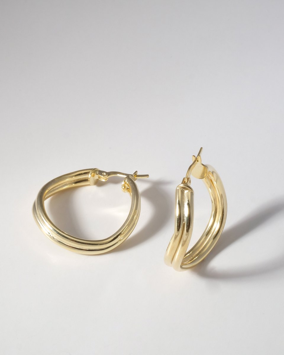 2bs jewelry barlach huggie oorbellen, zilveren dames oorbellen, 14k goud plated, handmade