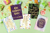 Verjaardagskaarten - Set van 10 luxe kaarten - goudfolie - met envelop