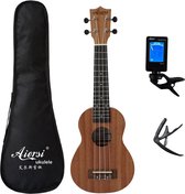 Ukelele - 21 Inch - Mahonie Sopraan Gecko Ukulele - Gitaar - Muzikale Geschenken - Instrument - 4 String - Hawaiian Mini Guitarra - Donkergrijs