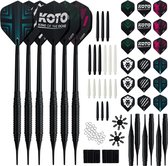 2 KOTO Black Brass Soft Tip Darts + 90 Pieces Accessories - Dartpijlen - Darts