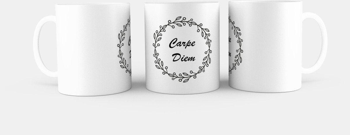Akyol - carpe diem Mok met opdruk - Vriendschap - Vriend/Vriendin - pluk de dag - 350 ML inhoud