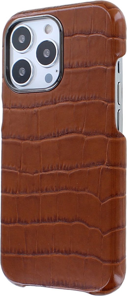iPhone 13 Pro Backcase hoesje - Graffi - Croco Cognac (Croco) - Leer