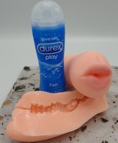 Male Masturbator packet – Mouth Masturbator + GRATIS Durex Glijmiddel 50 ml – Mond Masturbator – Seksspeeltje man – Pocket Masturbator – Masturbator voor mannen