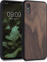 kwmobile telefoonhoesje voor Xiaomi Redmi 9A / 9AT - Hoesje met bumper in donkerbruin - Back cover - walnoothout