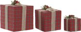 Geschenkbox DKD Home Decor Kerstmis Polyester Lasso (3 pcs) (20 x 20 x 23 cm)